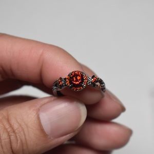 💍 Black Plated Red Ruby CZ Ring Size 8.5